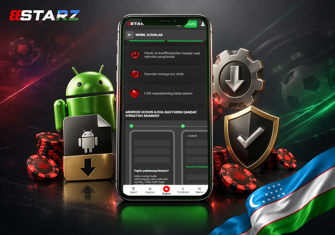 APK o‘rnatish jarayoni Android qurilmasi, yuklab olish bosqichlari va xavfsizlik elementlari bilan